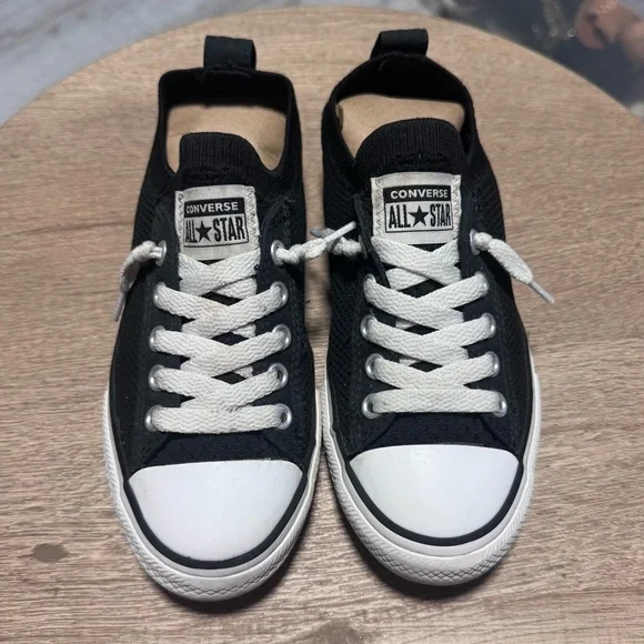 CONVERSE ALL STAR Classic Black and White Low-Tops elastic back slip on kids 13 - Picture 11 of 13